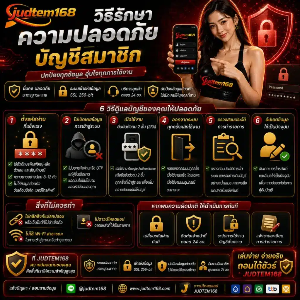 JUDTEM168 วิธีรักษาความปลอดภัยบัญชีสมาชิก